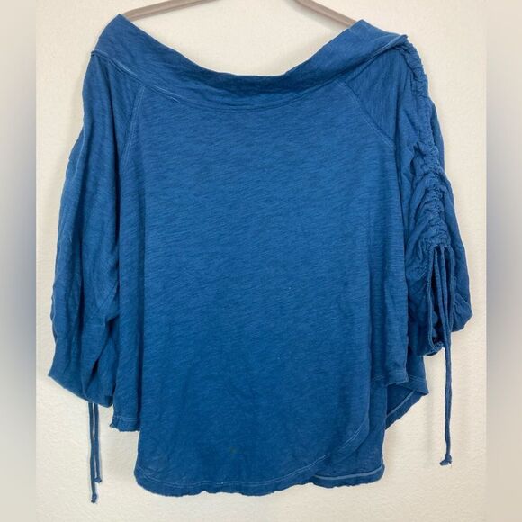 We the Free ruched sleeve off or on shoulder boho top oversized all cotton ❤️ - Picture 3 of 10